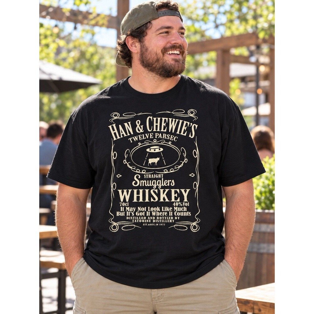 Han & Chewie’s Smugglers Whiskey Star Wars Black Graphic Tee Size 3XL Sci Fi